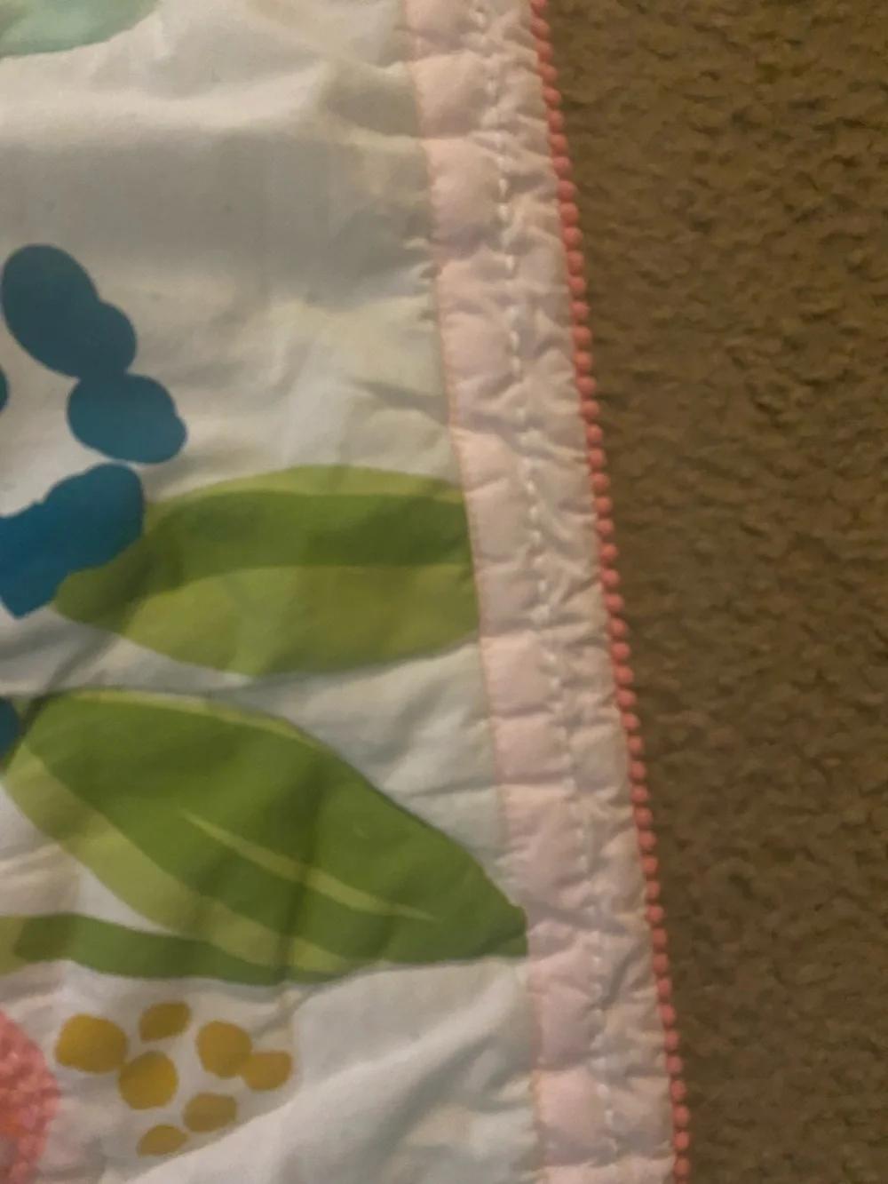Cloud Island Floral Fields Pink Quilted Crib Comforter Watercolor Bloom 40x31